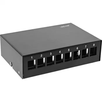 Caixa de consolidação de secretária InLine 8x Keystone RJ45, metal, preto RAL9005