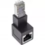 Adaptador de cabo de rede InLine Cat.6A, RJ45 macho / fêmea, angular 90° para baixo