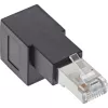 Adaptador de cabo de rede InLine Cat.6A, RJ45 macho / fêmea, angular 90° para baixo