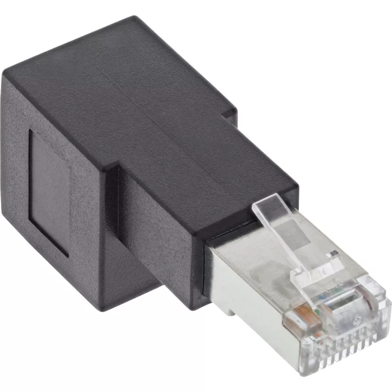 Adaptador de cabo de rede InLine Cat.6A, RJ45 macho / fêmea, angular 90° para baixo