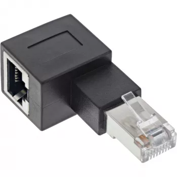 Adaptador de cabo de rede InLine Cat.6A, RJ45 macho/fêmea, angular 90° para a esquerda