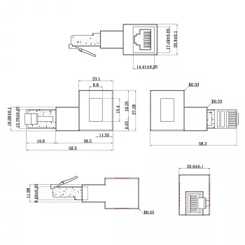 Adaptador de cabo de rede InLine Cat.6A, RJ45 macho/fêmea, angular 90° para a esquerda