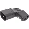 Adaptador de alimentação InLine IEC 60320 C14/C13, angular esquerda/direita, dispositivo IEC de 3 polos