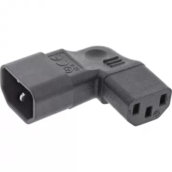 Adaptador de alimentação InLine IEC 60320 C14/C13, angular esquerda/direita, dispositivo IEC de 3 polos
