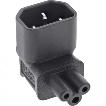 Adaptador de alimentação InLine IEC 60320 C14 / C5, angular para cima/baixo, dispositivo IEC de 3 polos
