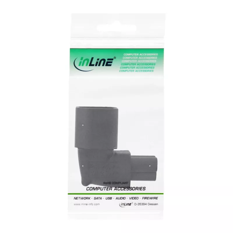 Adaptador de alimentação InLine IEC 60320 C14 / C5, angular para cima/baixo, dispositivo IEC de 3 polos