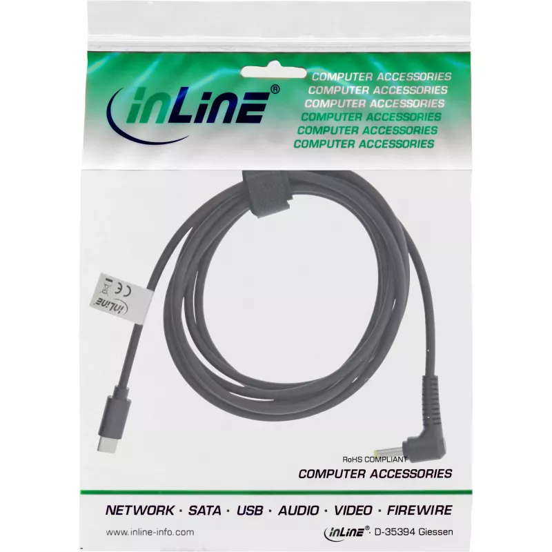 Cabo de carregamento InLine USB-C para portátil BenQ/ASUS (redondo/pequeno), 2m