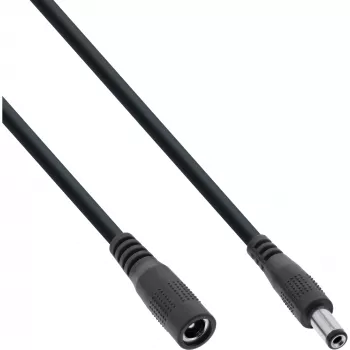 Cabo de extensão DC InLine, ficha DC macho/fêmea 5,5x2,1mm, AWG 18, preto, 5m