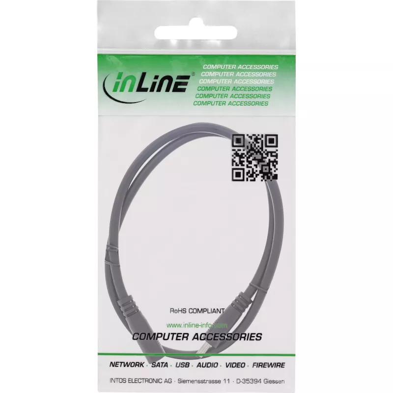 Cabo de extensão DC InLine, ficha DC macho/fêmea 3,5x1,35mm, AWG 18, preto 2m