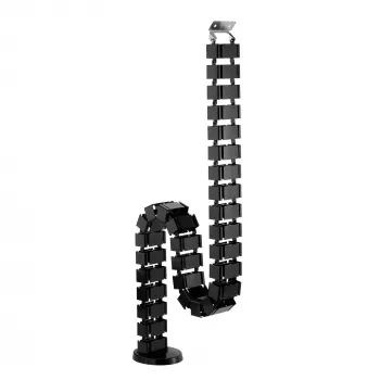 Calha de cabos flexível InLine para secretárias de altura ajustável, 4 compartimentos, preto