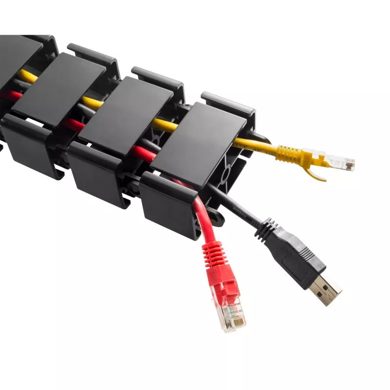 Calha de cabos flexível InLine para secretárias de altura ajustável, 4 compartimentos, preto
