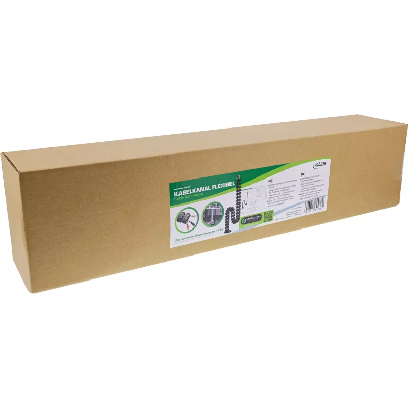 Calha de cabos flexível InLine para secretárias de altura ajustável, 4 compartimentos, preto