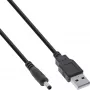 Cabo adaptador de alimentação DC USB InLine, USB A macho para ficha DC 4,0x1,70mm, preto, 1m