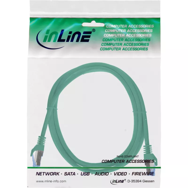 Cabo de rede InLine 72633G verde 0,3 m Cat6a S/FTP (S-STP)