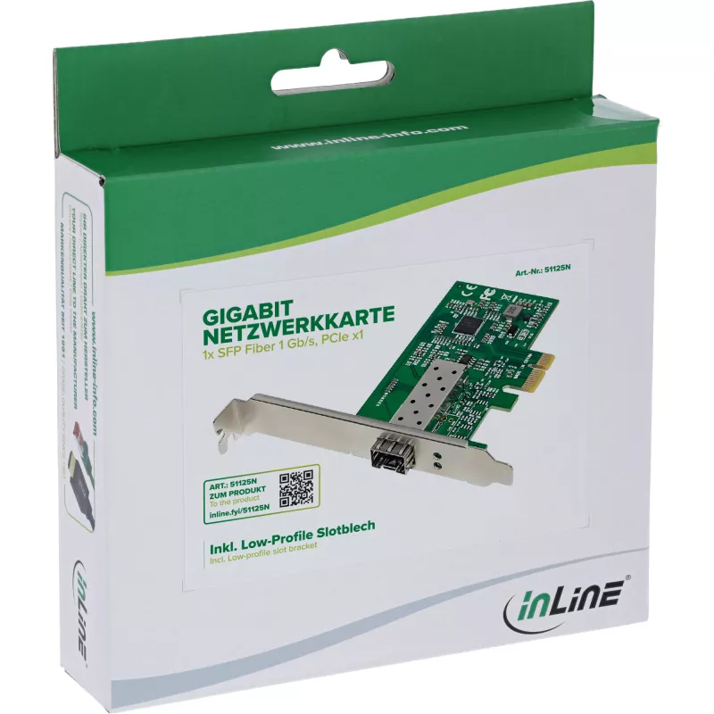 Placa de rede interna InLine 51125N fibra ótica 1000 Mbit/s PCI Express