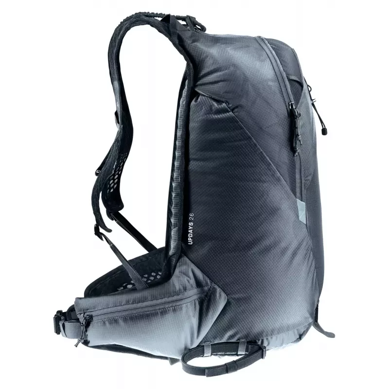 Mochila desportiva DEUTER Updays 26 — 26 L, preta, poliamida, 51×31×23 cm, sem PFAS