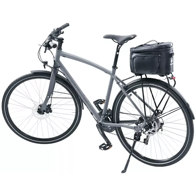 Bolsa de bagageiro de bicicleta DEUTER Rack Bag 10 — montagem traseira, 10 L, tecido, 180×310×220 mm, preta