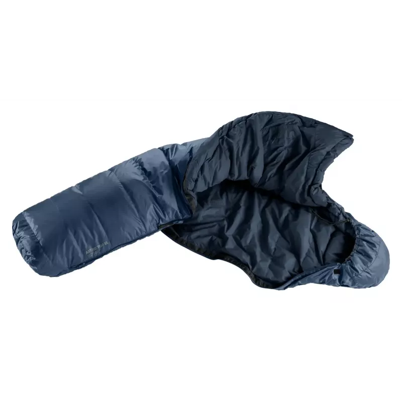 Saco-cama tipo múmia DEUTER Astro 300 EL +2 °C/36 °F — altura máxima do utilizador 200 cm, largura 790 mm, profundidade 520 mm, Ripstop azul