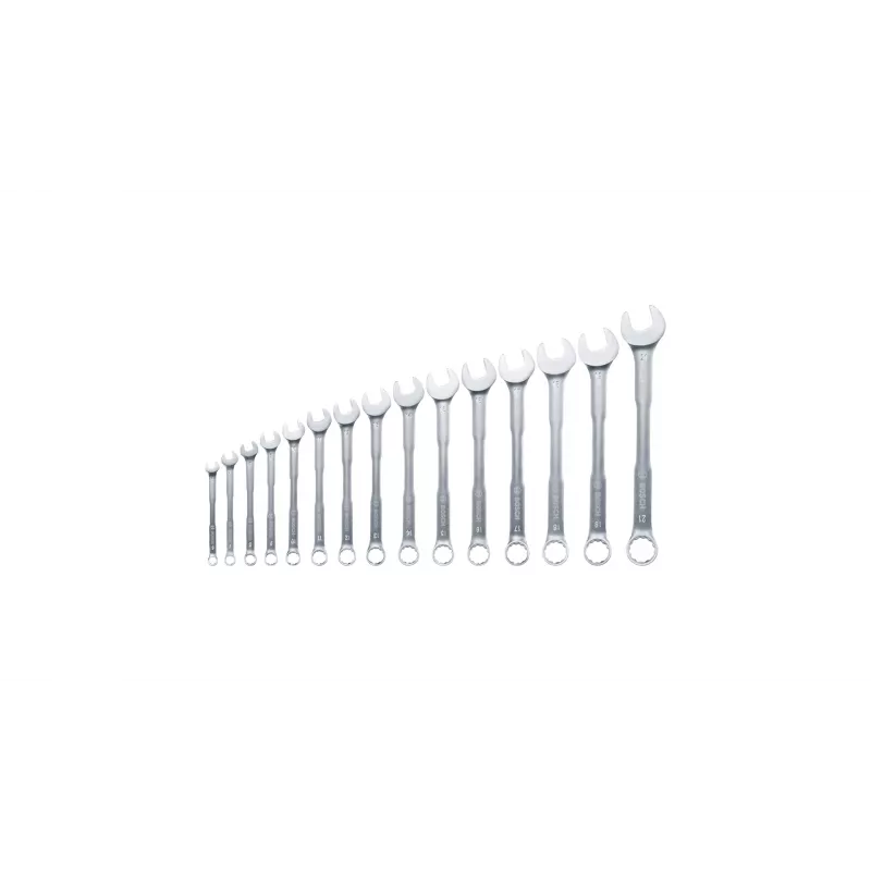 Bosch 1 600 A02 Z9E, 6,7,8,9,10,11,12,13,14,15,16,17,18,19,21 mm, aço inoxidável, aço cromo-vanádio, satinado, 15 peças