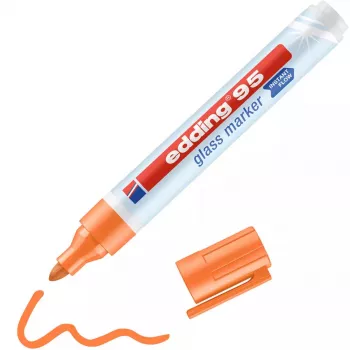 Marcador para Vidro Edding 95 Ponta Redonda Laranja