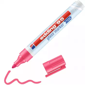 Marcador para Vidro Edding 95 Ponta Redonda Rosa