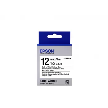 Epson cartucho de etiquetas Strong Adhesive LK-4WBW preto/branco 12 mm (9 m)