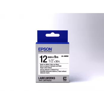Epson cartucho de etiquetas Strong Adhesive LK-4WBW preto/branco 12 mm (9 m)