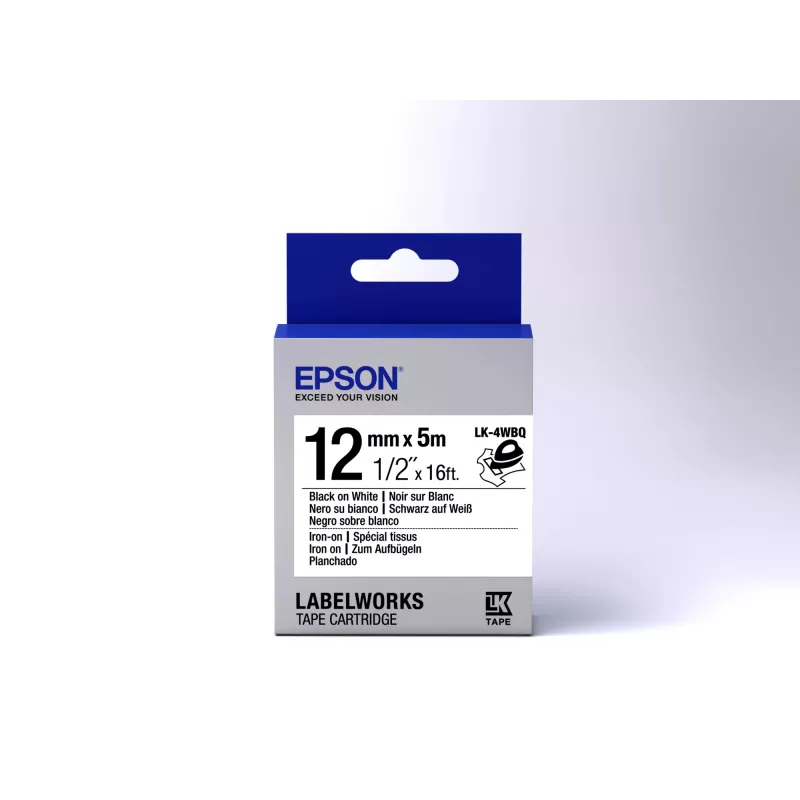 Epson cartucho de etiquetas Iron on LK-4WBQ preto/branco 12 mm (5 m)