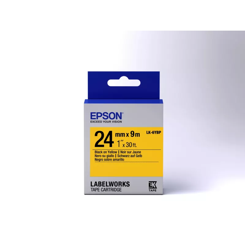 Epson cartucho de etiquetas Pastel LK-6YBP preto/amarelo 24 mm (9 m)