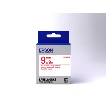 Cartucho de etiquetas Epson Standard LK-3WRN vermelho/branco 9mm (9m), vermelho sobre branco, Japão, 9 mm, 9 m, 1 unid., 25 mm