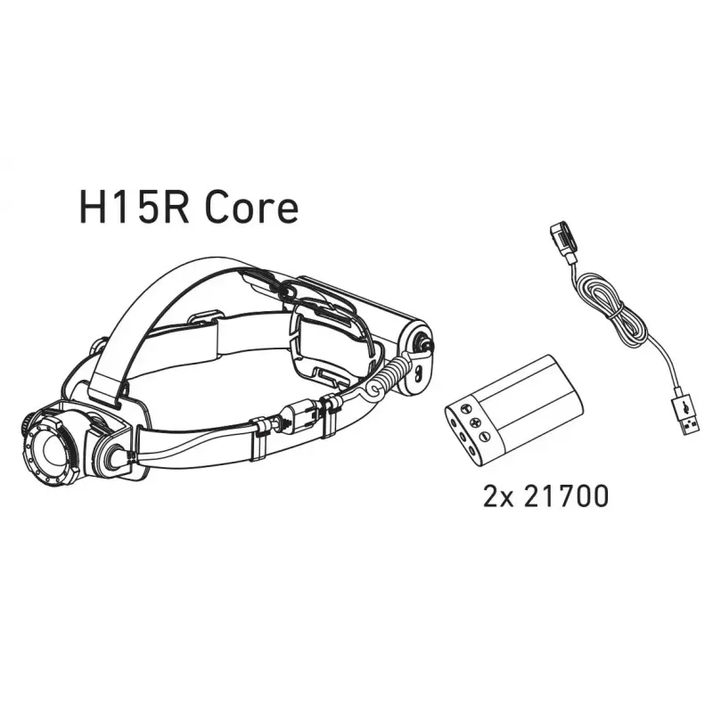 Lanterna de cabeça Led Lenser H15R Core — lanterna LED de cabeça, 2500 lm, bateria 21700, IP67, alcance de 250 m, 4 níveis de potência, alumínio, preto
