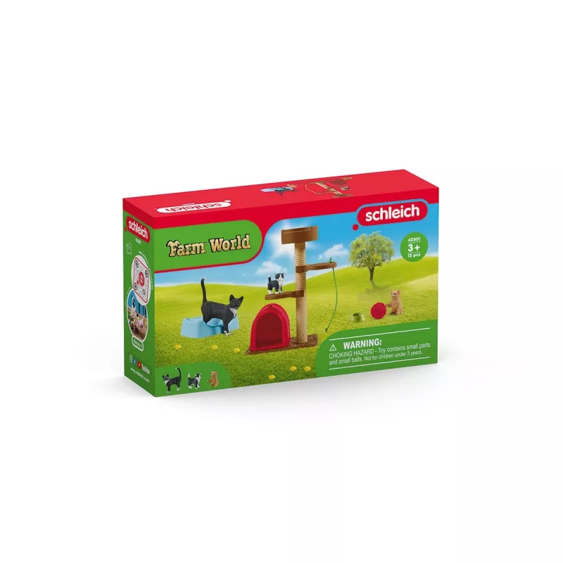 Playset Schleich FARM WORLD diversão para gatos fofos