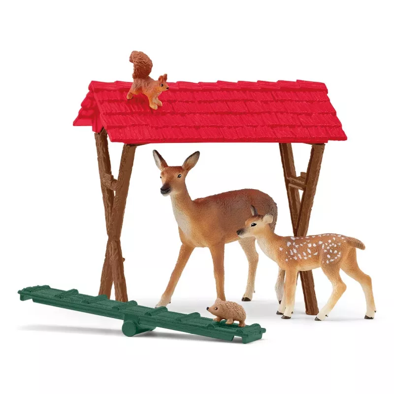 Conjunto de animais da floresta Schleich 42658S acessórios de alimentação coloridos