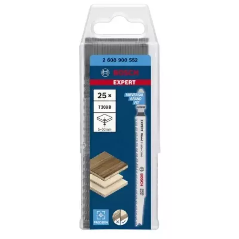 Bosch EXPERT ‘WOOD 2-SIDE CLEAN’ T 308 B lâmina de serra de recortar em aço carbono (HCS) 25 unidades