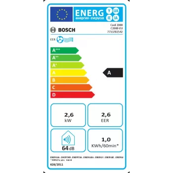Ar condicionado portátil Bosch Cool 2000 — branco, classe A, 1 kWh/h, R290, até 88 m³
