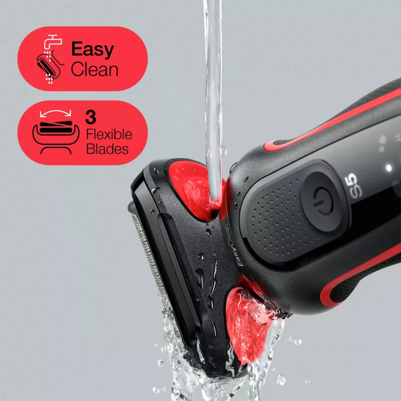 Máquina de barbear Braun Series 5 51-R1200S máquina de barbear de lâminas aparador preto, vermelho