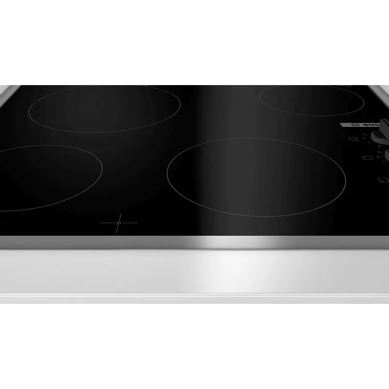 Placa cerâmica Bosch Serie 2 PKE645CA2E preta, aço inoxidável encastrável 60 cm 4 zonas