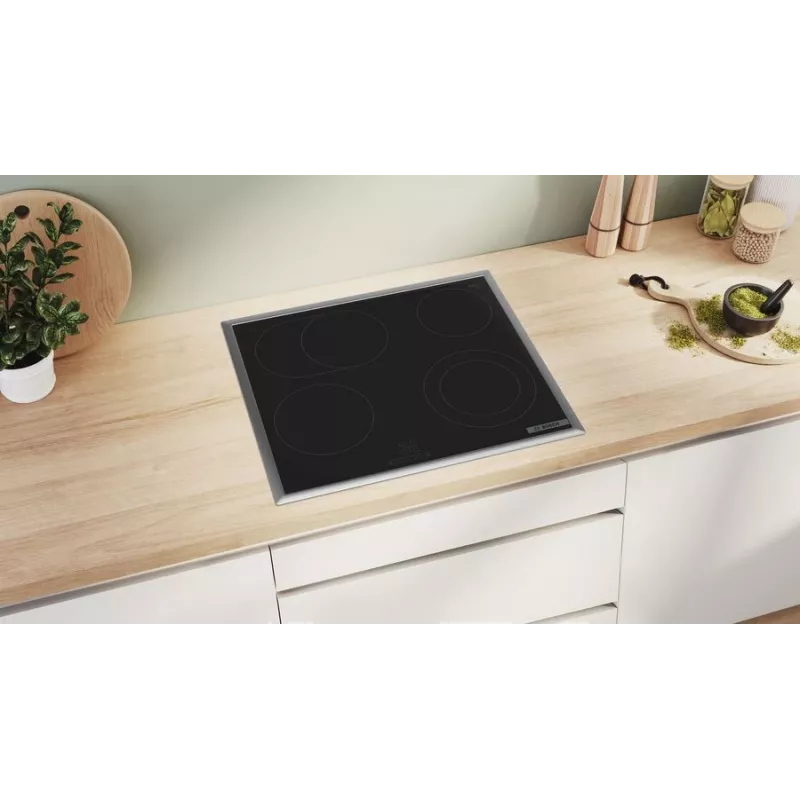 Placa cerâmica Bosch Serie 4 PKN645BA2E preta encastrável 60 cm 4 zonas