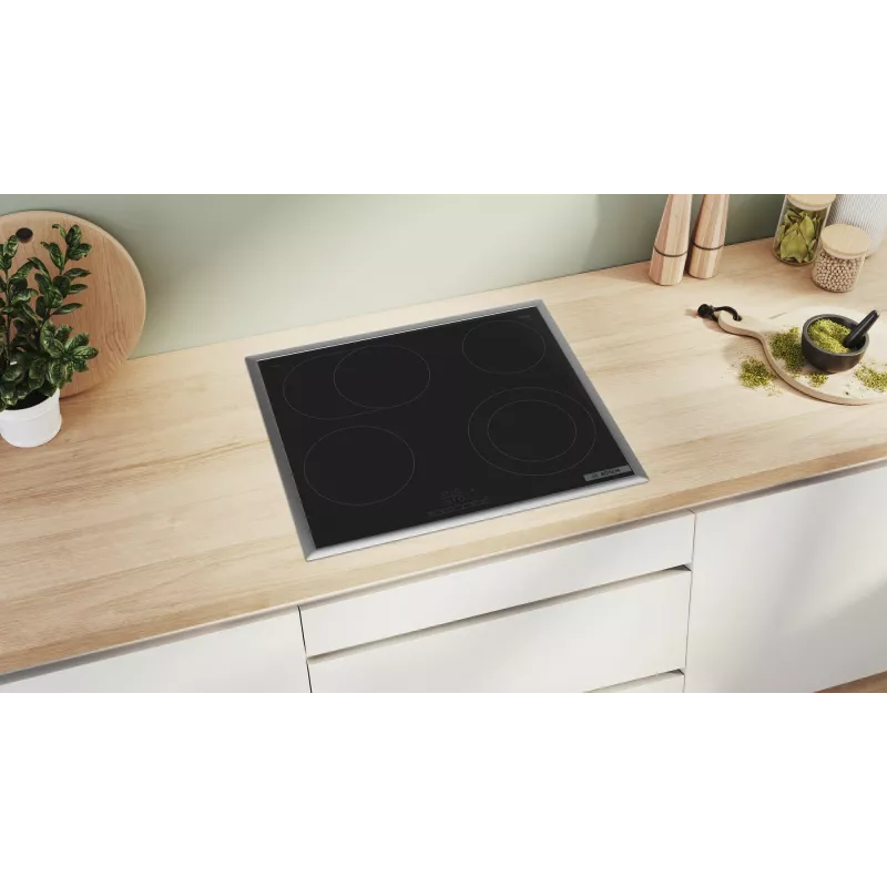 Placa de indução Bosch Serie 4 PKN645BB2E preta encastrável 60 cm 4 zonas