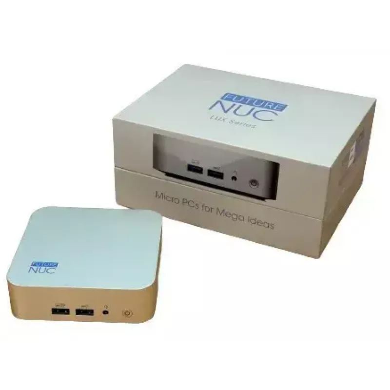 Mini PC FutureNUC Lux NUC 13i5HL – Intel Core i5-13420H, 16 GB DDR4, 512 GB SSD, Intel Iris Xe, Windows 11 Pro, dourado