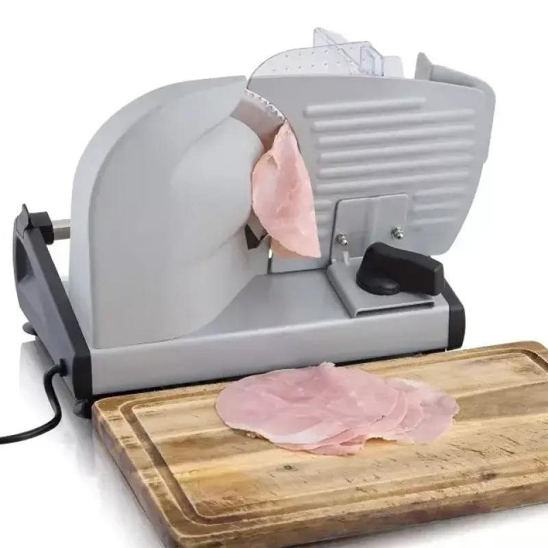 Máquina de cortar elétrica HEINRICH'S HMA 8704 — caixa metálica compacta, 200 W, espessura de corte 1–15 mm, lâmina de aço inoxidável Ø