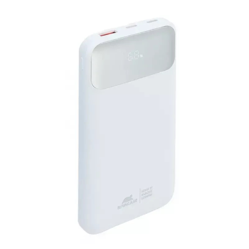 Powerbank portátil Rivacase VA2211WH — 10000 mAh, PD 3.0, QC 3.0, 1x USB-A + 2x USB-C, saída 22,5 W