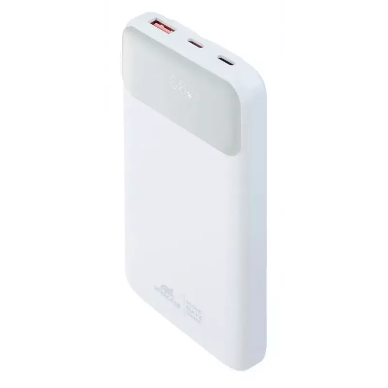 Powerbank portátil Rivacase VA2211WH — 10000 mAh, PD 3.0, QC 3.0, 1x USB-A + 2x USB-C, saída 22,5 W