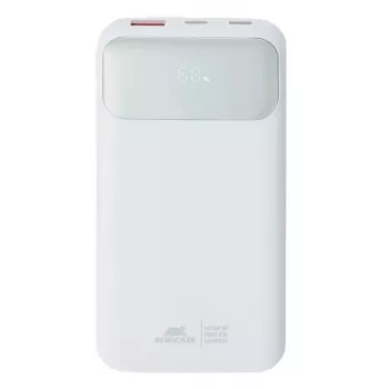 Powerbank portátil Rivacase VA2211WH — 10000 mAh, PD 3.0, QC 3.0, 1x USB-A + 2x USB-C, saída 22,5 W