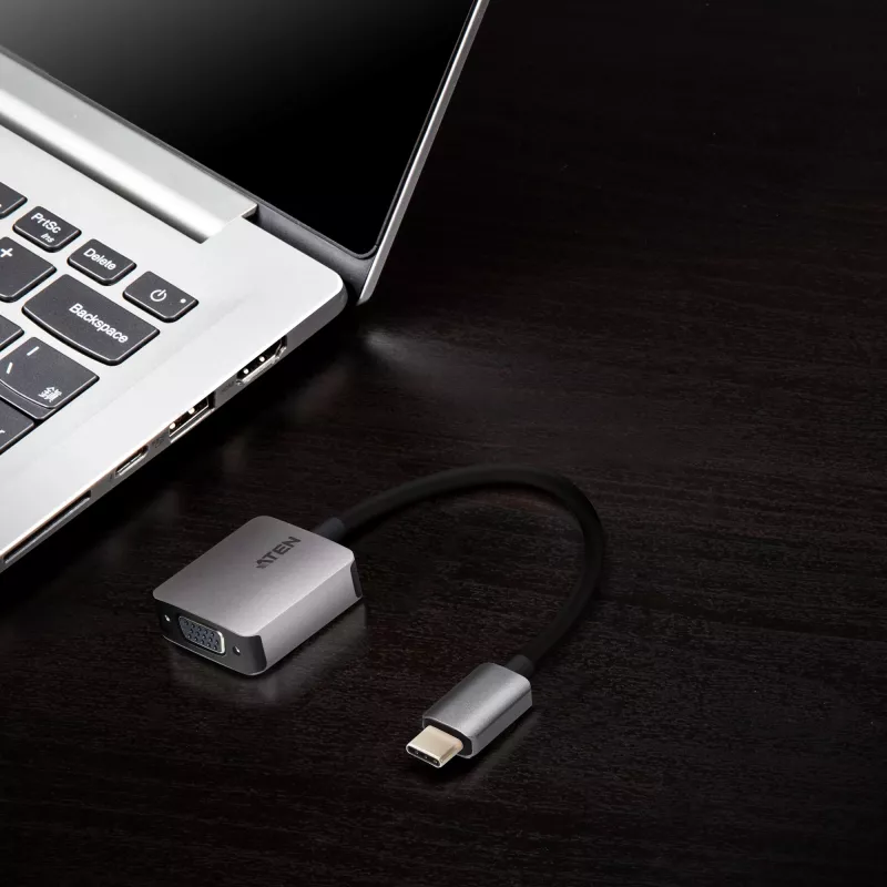 Adaptador USB-C para VGA ATEN, USB Type-C, VGA (D-Sub), macho, fêmea, reto, reto