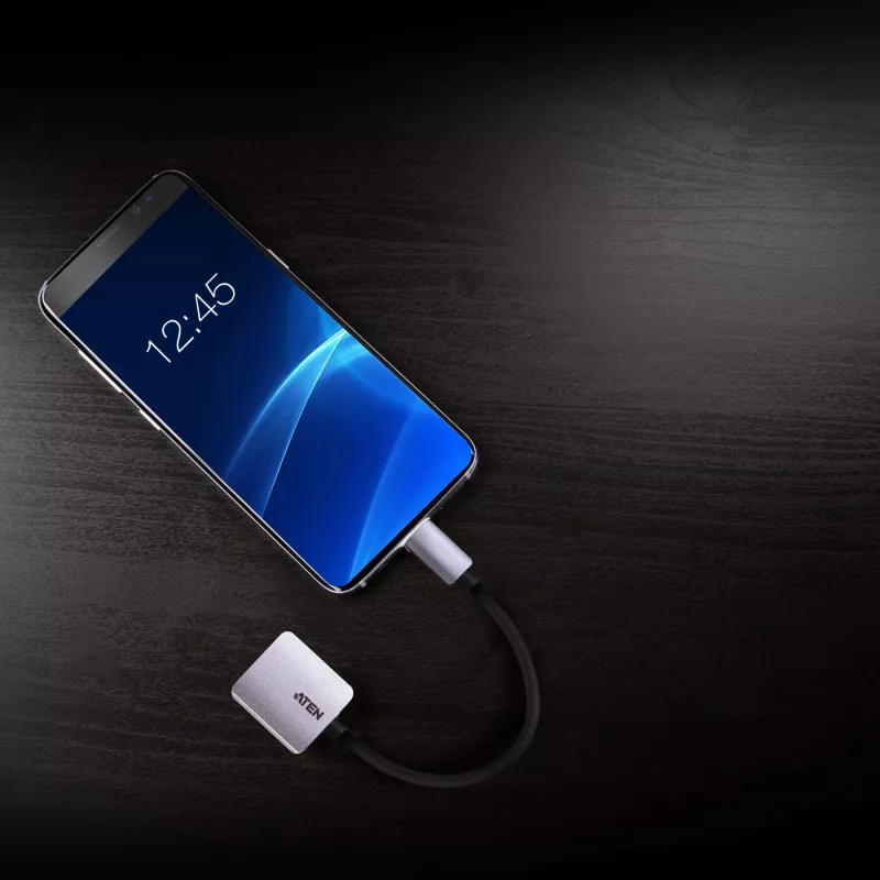 Adaptador USB-C para VGA ATEN, USB Type-C, VGA (D-Sub), macho, fêmea, reto, reto