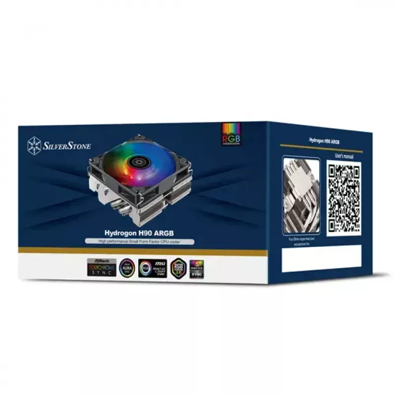 Ventoinha Silverstone Hydrogon H90 ARGB 9,2 cm preta 500-2600 RPM