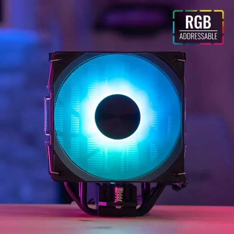 Cooler a ar AEROCOOL Rime 4 ventoinha de 120 mm com rolamento hidráulico, 4 heatpipes, TDP 230 W, preto