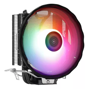 Dissipador de ar AEROCOOL Rave 3 FRGB 120 mm preto branco — 3 heatpipes, ARGB, rolamento hidráulico, 1800 rpm