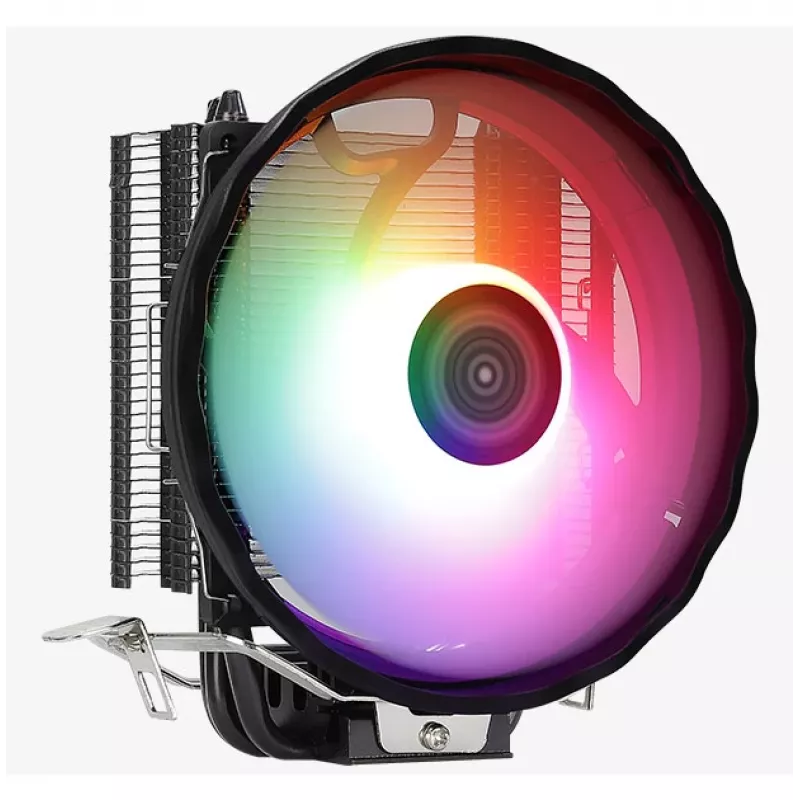 Dissipador de ar AEROCOOL Rave 3 FRGB 120 mm preto branco — 3 heatpipes, ARGB, rolamento hidráulico, 1800 rpm